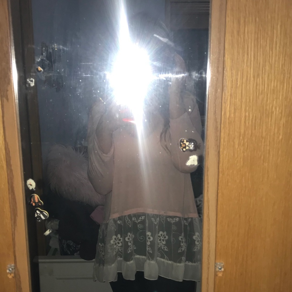 Pink long sleeve w lace